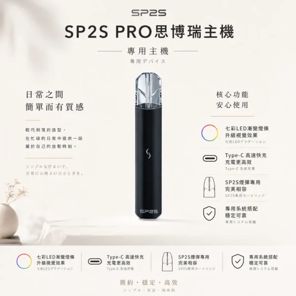 ChatGPT-Image-2026年8月24日-下午10_27_39.webp SP2S PRO 思博瑞 專用主機 七彩LED燈條/Type-C快充/適配SP2S煙彈