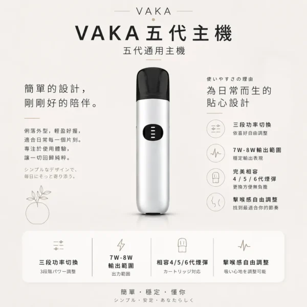 ChatGPT-Image-2026年8月25日-下午09_49_17.webp VAKA 五代通用主機 7W-8W/三段功率/客製化擊喉/相容4代5代6代煙彈