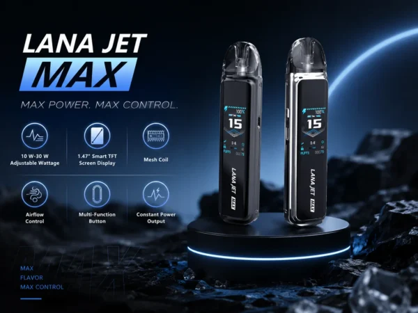 ChatGPT-Image-2026年8月31日-下午07_52_16.webp 【買1贈煙油】LANA ILIA JETMAX 聯名主機 彩色大螢幕/1200mAh/可調氣流/側注油/通用小煙煙油