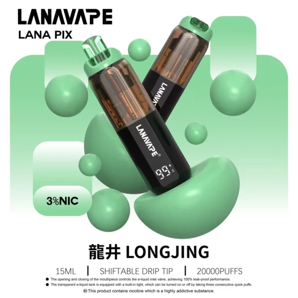 LANA-PIX-閃光彈-一次性20000口-龍井.webp LANA PIX 閃光彈 20000口 拋棄式電子煙 可摺疊吸嘴/15ml/850mAh/Mesh網芯版本