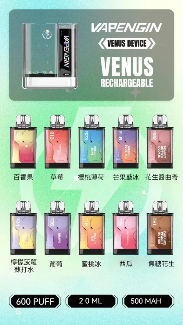 VAPENGIN VENUS 金星 專用換彈拋棄式電子煙 頂級質感/網狀霧化芯/500mAh/高效快充【加購130送主機+電池】