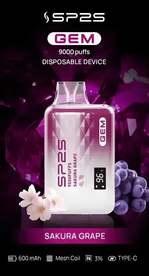 SP2S 思博瑞 GEM 9000口 拋棄式電子煙 9000口油量/600mAh/快充/水晶質感/智能螢幕